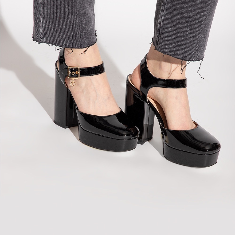 COACH ISABELLA PLATFORM PATENT LEATHER PUMP HEELS